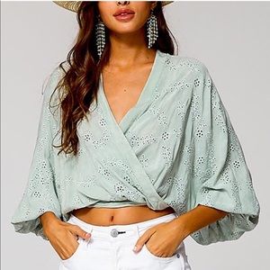 Young Fabulous & Broke Eyelet Wrap Top